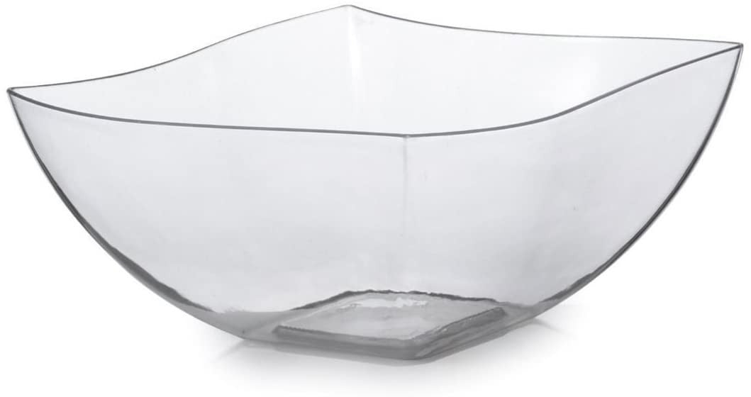 Square Clear Plastic Waved Designed Serving Bowls - Decodine