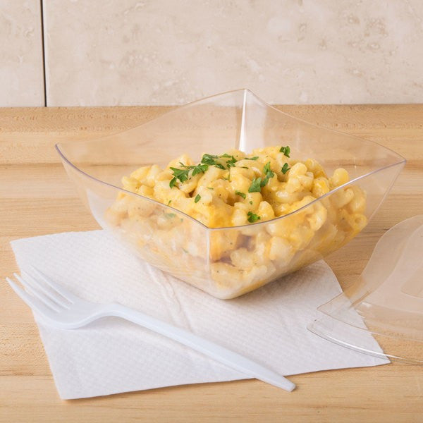 Square Clear Plastic Waved Designed Serving Bowls - Decodine