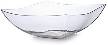 Square Clear Plastic Waved Designed Serving Bowls - Decodine