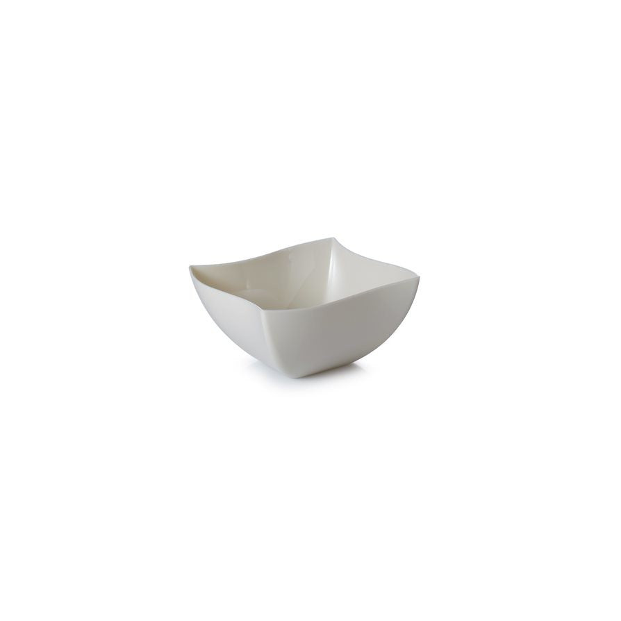 Square Ivory Plastic Waved Designed Serving Bowls - Decodine