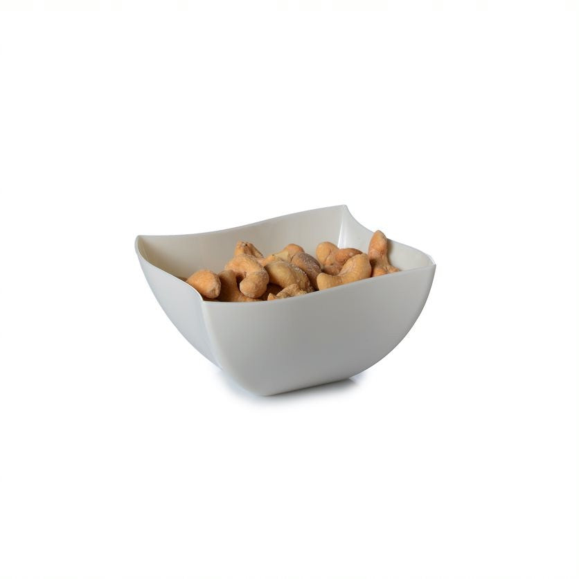 Square Ivory Plastic Waved Designed Serving Bowls - Decodine