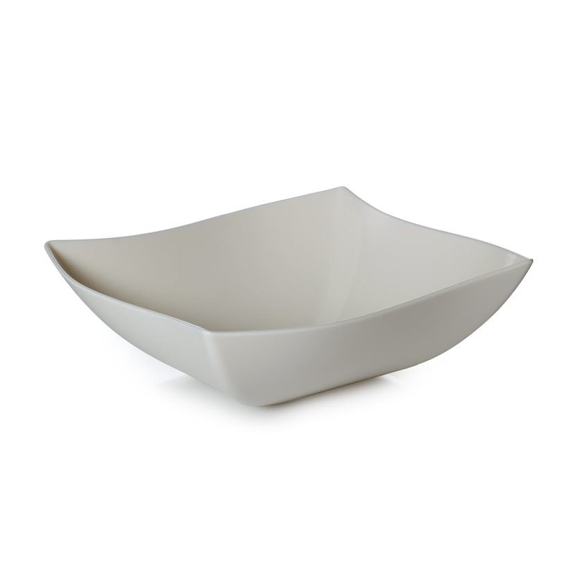 Square Ivory Plastic Waved Designed Serving Bowls - Decodine