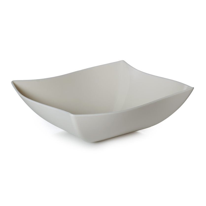Square Ivory Plastic Waved Designed Serving Bowls - Decodine