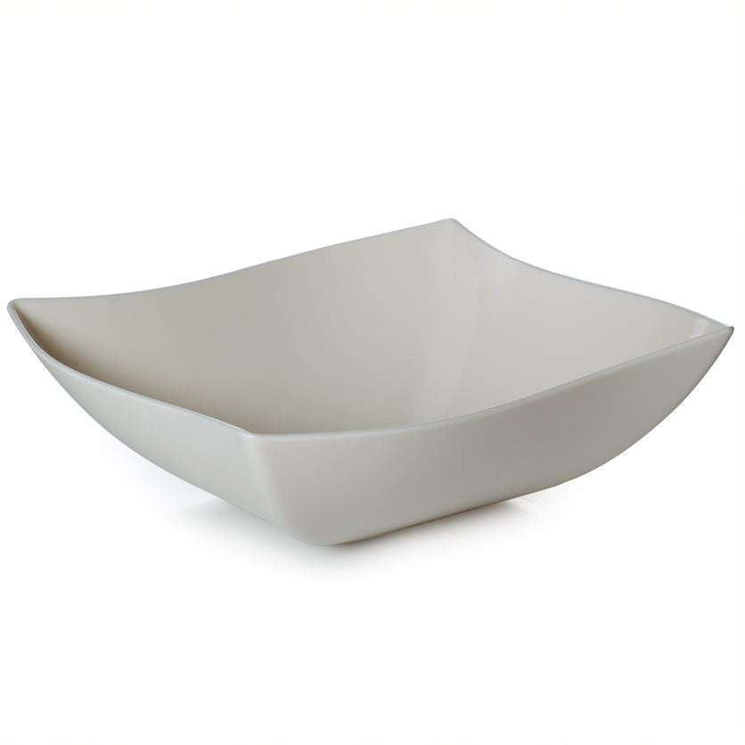 Square Ivory Plastic Waved Designed Serving Bowls - Decodine