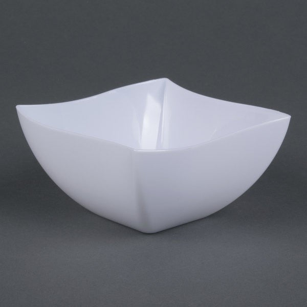 Square White Plastic Waved Designed Serving Bowls - Decodine