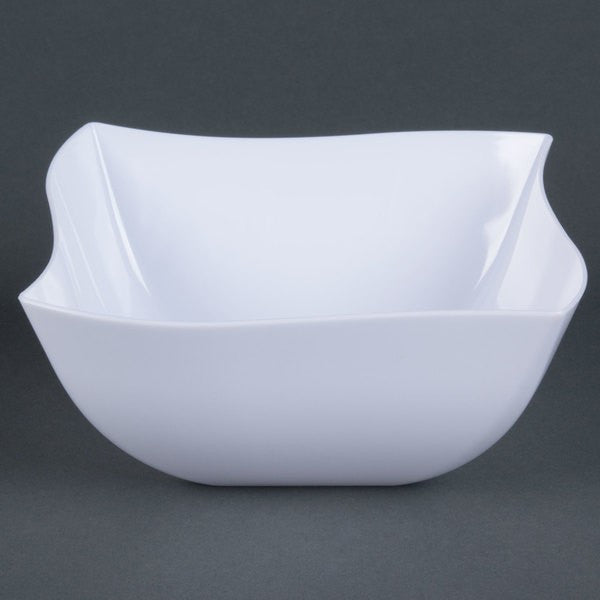 Square White Plastic Waved Designed Serving Bowls - Decodine