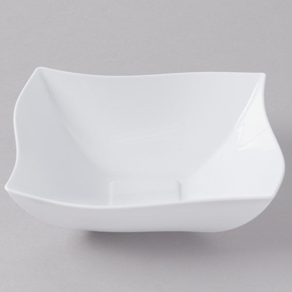 Square White Plastic Waved Designed Serving Bowls - Decodine