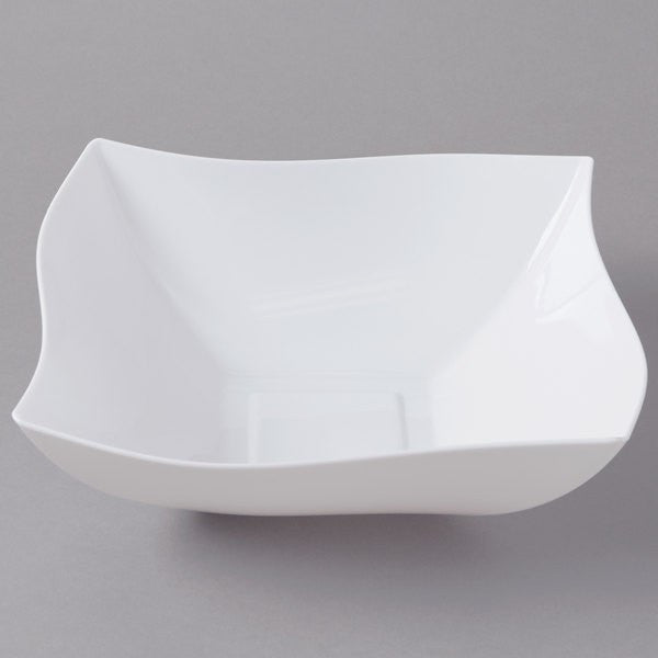 Square White Plastic Waved Designed Serving Bowls - Decodine