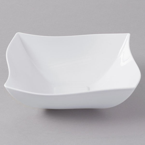 Square White Plastic Waved Designed Serving Bowls - Decodine