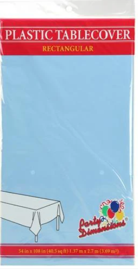 Premium Plastic Light Blue Tablecloth Disposable Plastic Table Cover for Rectangle Tables 54" x 108" - Decodine