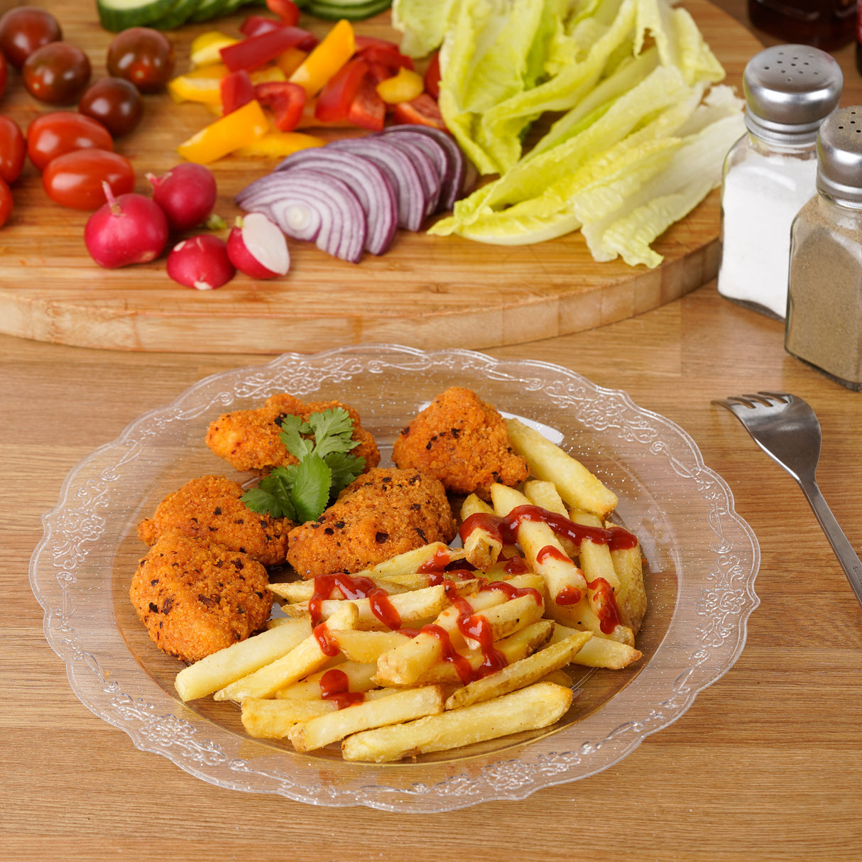 Pack of 10 Glittered Silver "10 Plastic Party Plates 25cm - Decodine