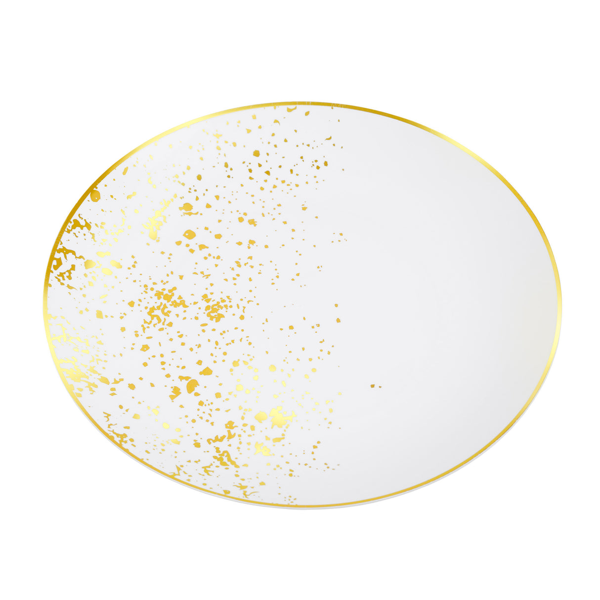 Pack of 10 Hard Plastic Plates 10" - White with Gold Polka Dots - Lightweight and Versatile - Decodine