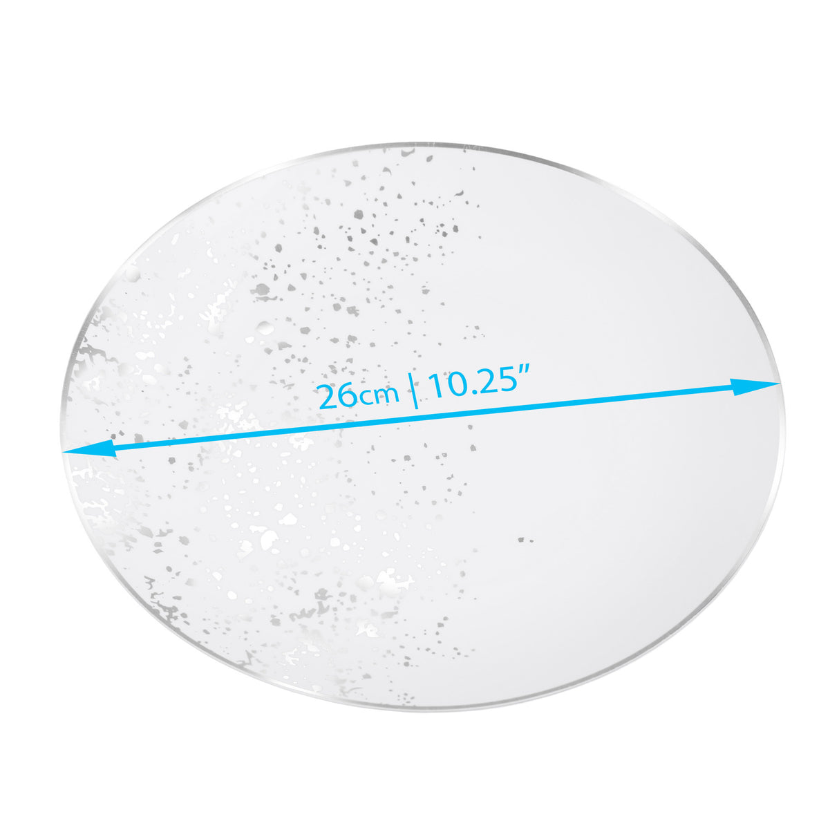 Pack of 10 Hard Plastic Plates 10" - White with Silver Polka Dots - Lightweight and Versatile - Decodine