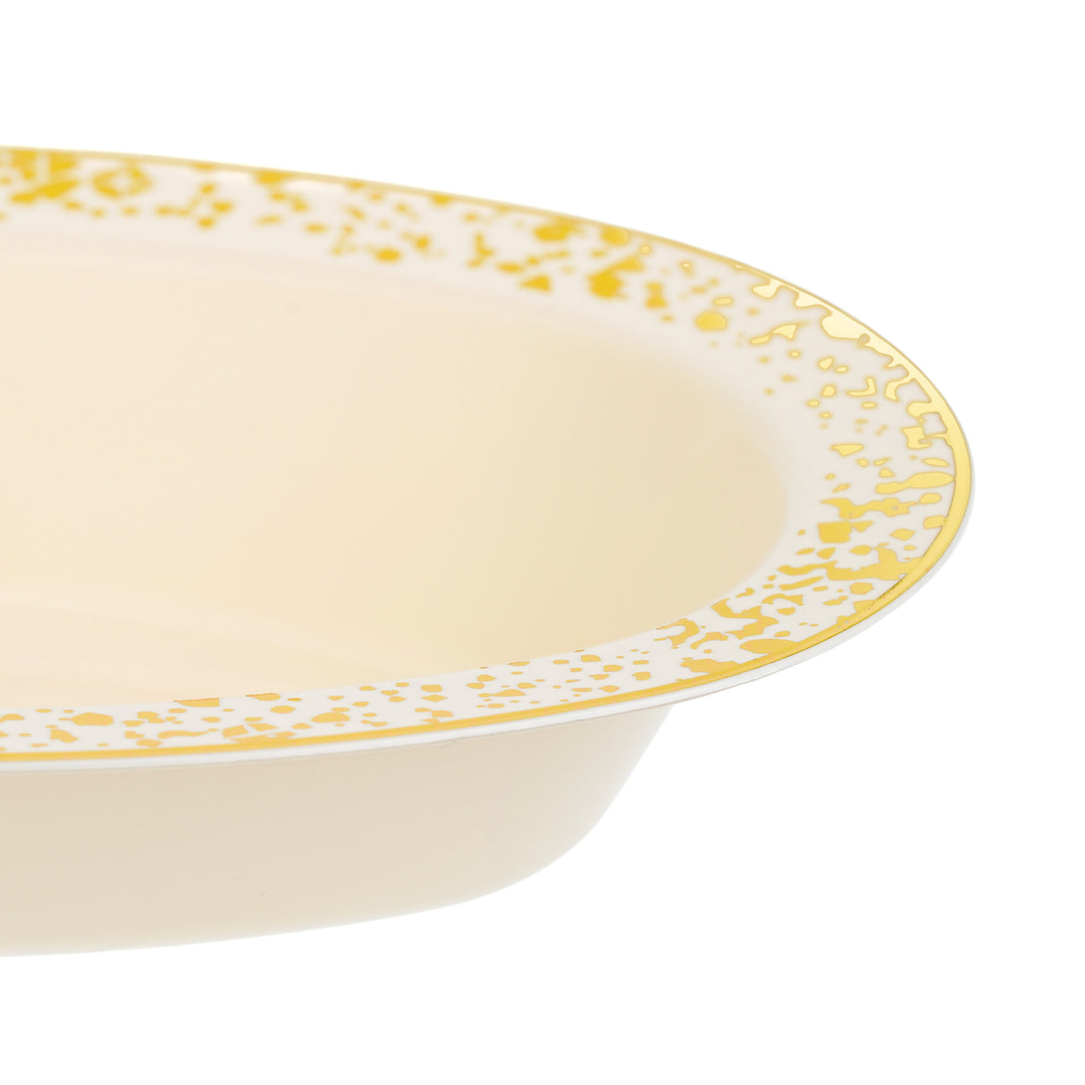Pack of 10 Oval Serving Bowls - Ivory Cream with Gold Polka Dots - Versatile 7oz Size for Elegant Presentations - Decodine