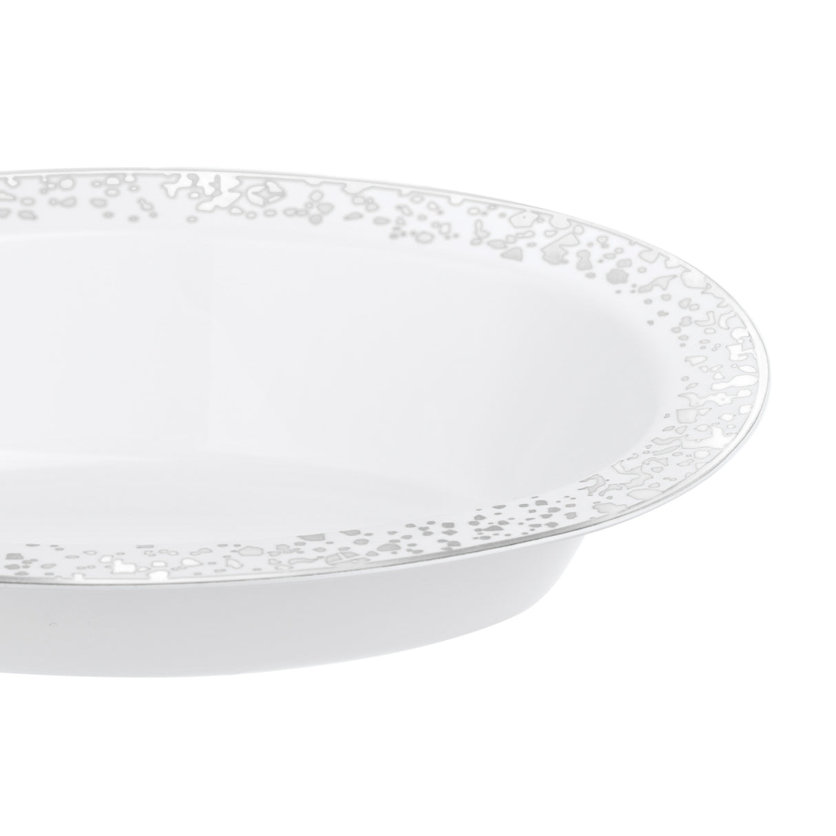 Pack of 10 Oval Serving Bowls - White with Silver Polka Dots - Versatile 7oz Size for Elegant Presentations - Decodine