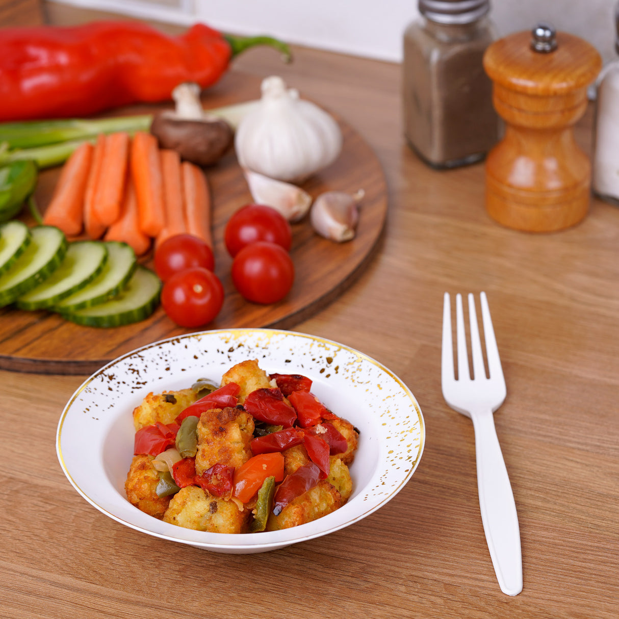 Pack of 10 Small Serving Bowls - White with Gold Polka Dots - Lightweight and Versatile for Candies, Nuts, and Desserts - Decodine