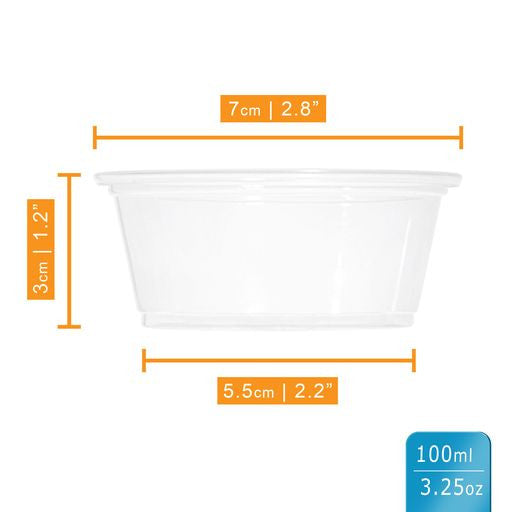 Pack of 100 Small 3.25oz Plastic Containers/Pots - Decodine