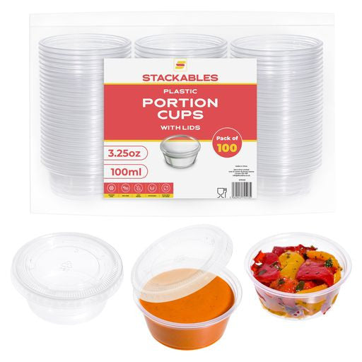 Pack of 100 Small 3.25oz Plastic Containers/Pots - Decodine