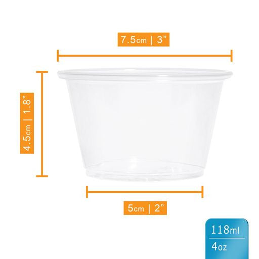 Pack of 100 Small 4oz Plastic Containers/Pots - Decodine
