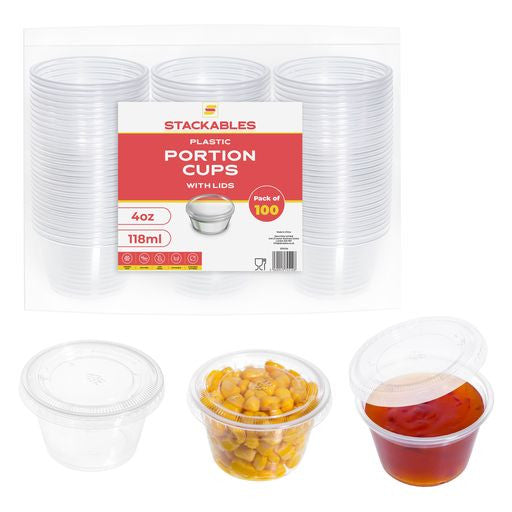 Pack of 100 Small 4oz Plastic Containers/Pots - Decodine