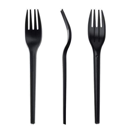 Pack of 150 6" Black CPLA Disposable Forks - Decodine