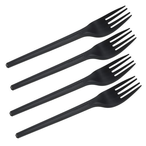 Pack of 150 6" Black CPLA Disposable Forks - Decodine
