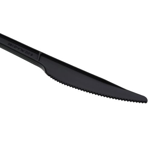 Pack of 150 6" Black CPLA Disposable Knives - Decodine