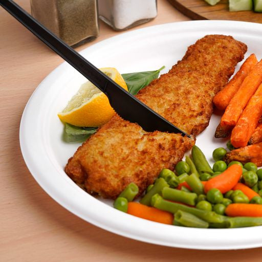 Pack of 150 6" Black CPLA Disposable Knives - Decodine