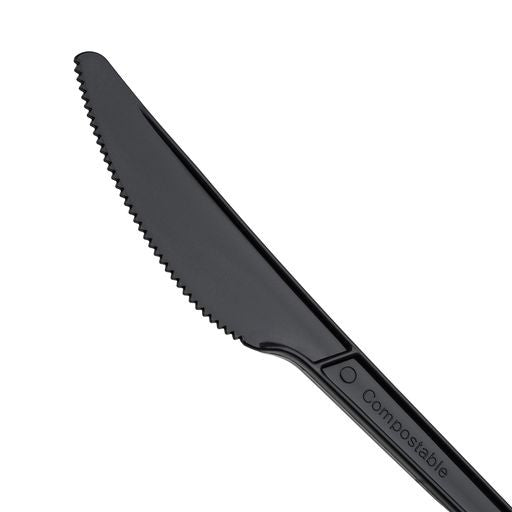 Pack of 150 6" Black CPLA Disposable Knives - Decodine