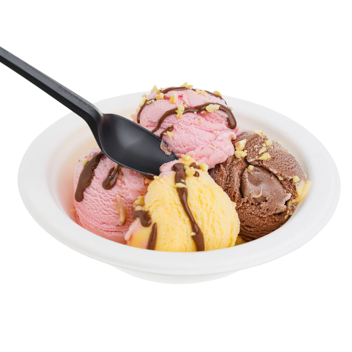 Pack of 150 6" Black CPLA biodegradable Disposable Spoons - Decodine