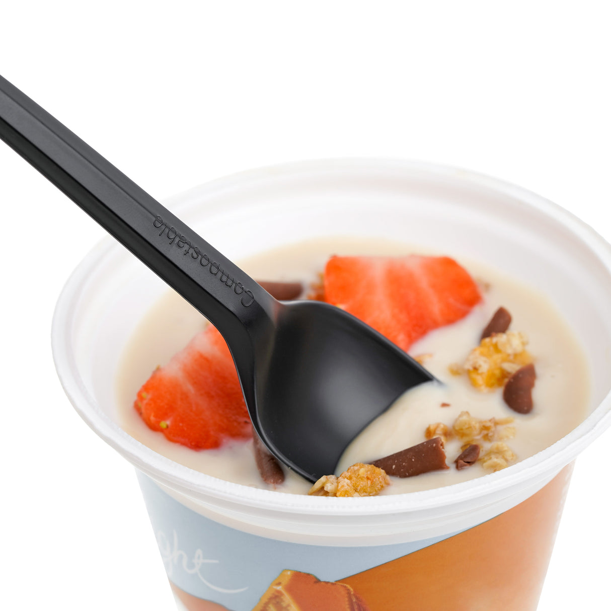 Pack of 150 6" Black CPLA biodegradable Disposable Spoons - Decodine