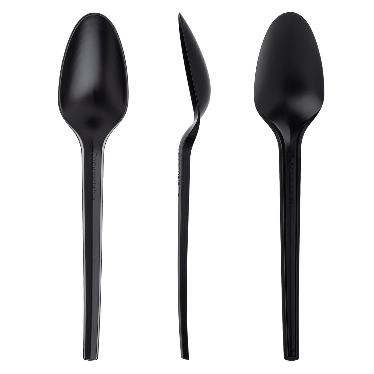 Pack of 150 6" Black CPLA biodegradable Disposable Spoons - Decodine