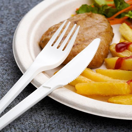 Pack of 150 6" White CPLA Disposable Knives - Decodine