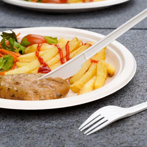 Pack of 150 6" White CPLA Disposable Knives - Decodine