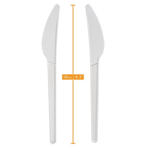Pack of 150 6" White CPLA Disposable Knives - Decodine