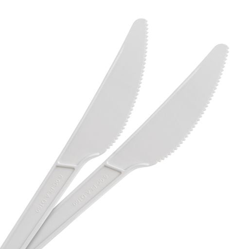 Pack of 150 6" White CPLA Disposable Knives - Decodine