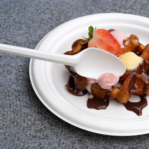 Pack of 150 6" White CPLA Disposable Spoons - Decodine