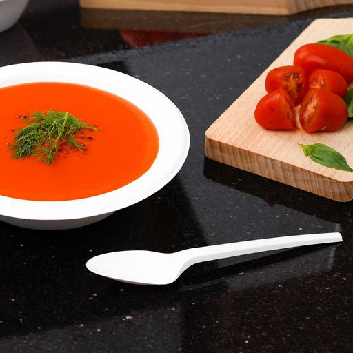 Pack of 150 6" White CPLA Disposable Spoons - Decodine