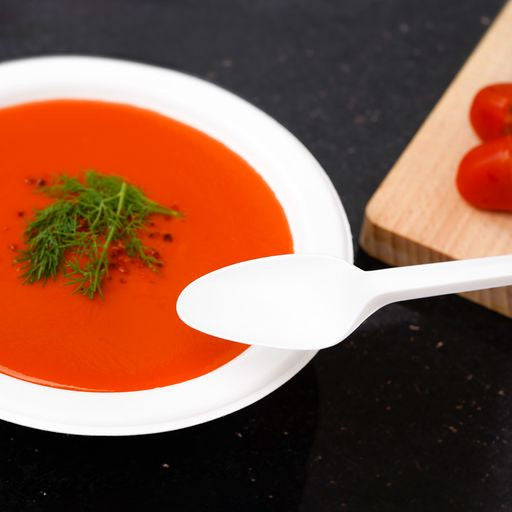 Pack of 150 6" White CPLA Disposable Spoons - Decodine