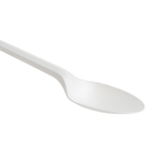 Pack of 150 6" White CPLA Disposable Spoons - Decodine