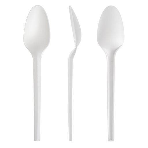 Pack of 150 6" White CPLA Disposable Spoons - Decodine