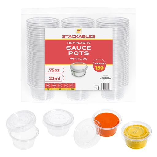 Pack of 150 Tiny .75oz Plastic Containers/Pots - Decodine