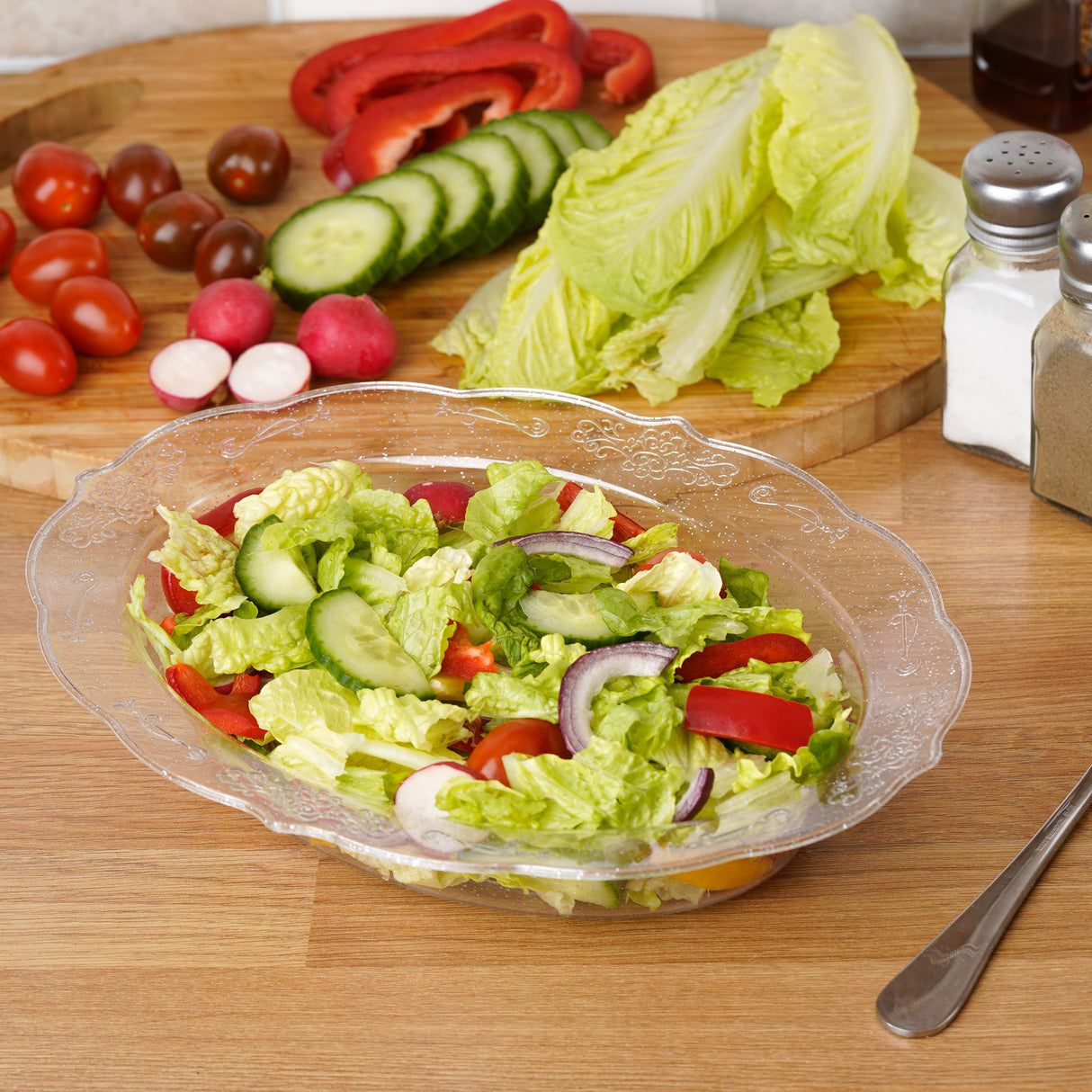 Pack of 3 Glittered Silver 29oz Plastic Party Serving Bowls - Decodine