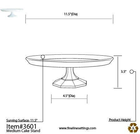 11.75" Cake Stand White - Decodine