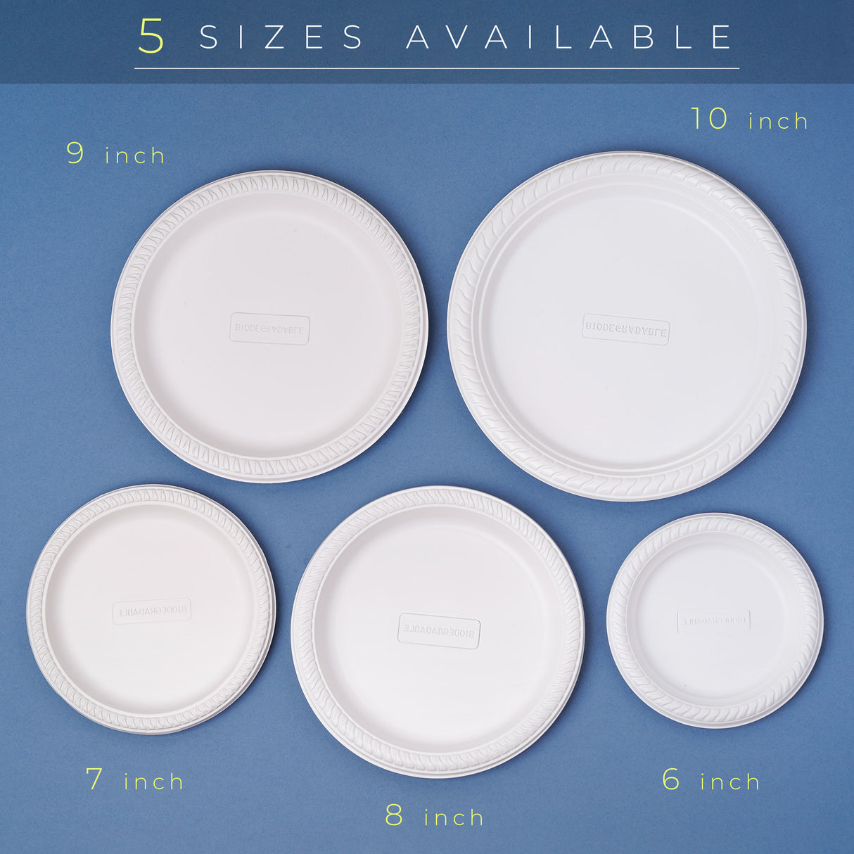 100 Pack Sturdy and Eco-Friendly 7" White Disposable Cornstarch Plates - Compostable and Microwave Safe - Decodine
