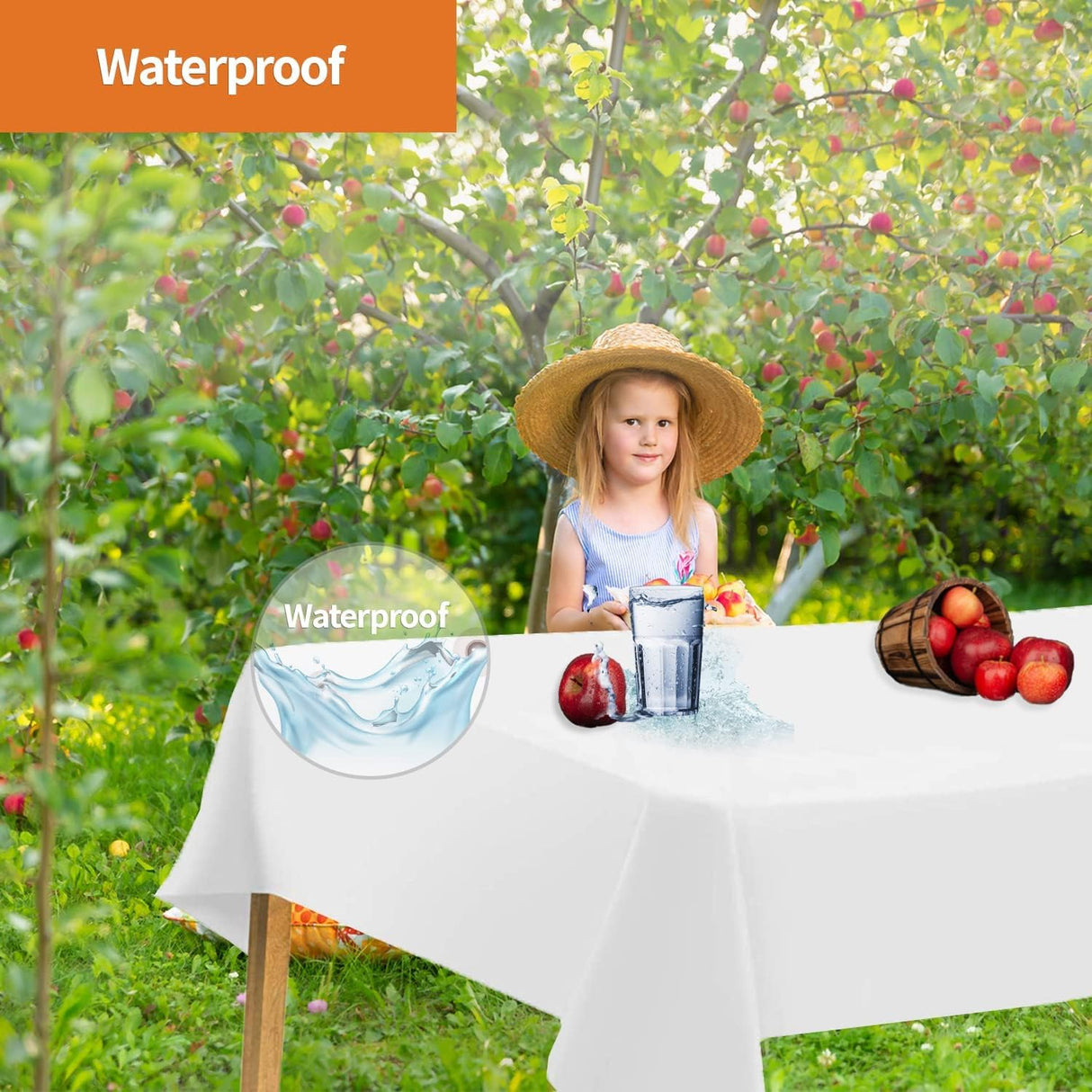 Premium Plastic White Tablecloth Disposable Plastic Table Cover for Rectangle Tables 54" x 108" - Decodine