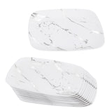 10 Pack White and Silver Marble-Look Square 8.5" Dinner Plates - Decodine