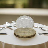 20 Pack 9" Plastic Plates Hammered Designed with Gold Glitter & Gold Rim - Decodine