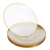 20 Pack 9" Plastic Plates Hammered Designed with Gold Glitter & Gold Rim - Decodine