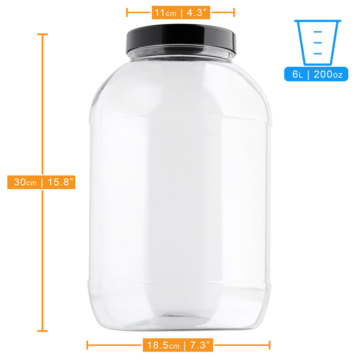 6 Litre Extra Large Plastic Round Food Storage Jar - Decodine